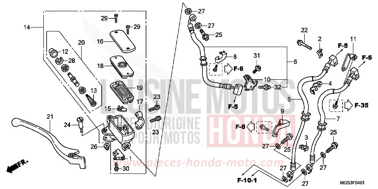 FR. BRAKE MASTER CYLINDER (NC700XA/XD) for NC700X Dual Cluth ABS DARKNESS BLACK METALLIC (NH463) from 2012